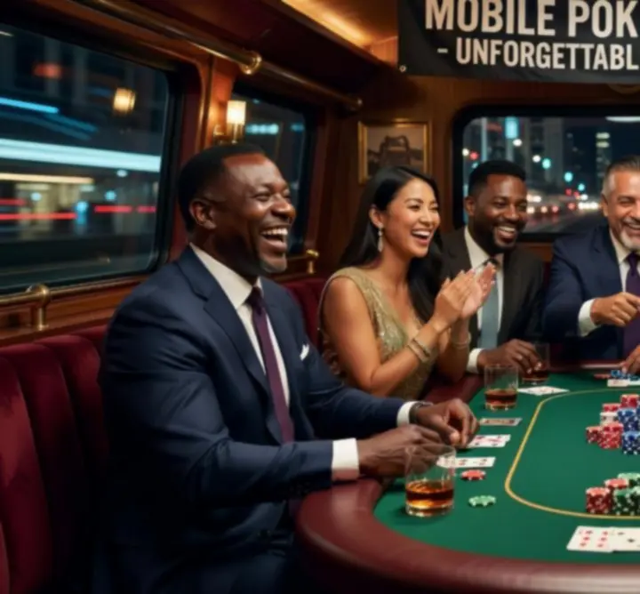 Zadowoleni uczestnicy wydarzenia pokerowego
